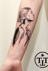 Flicka karaktär tatuering mönster flicka arm enkel linje tatuering flicka karaktär tatuering mönster