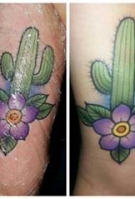 Djevojčica za ruke naslikana akvarel skica književna lijepa slika tetovaža cvijet kaktusa