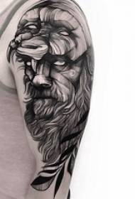 Boy's Arms on Black Gray Sketch Sting Tips Domineering Boy Characters Tattoo Picture