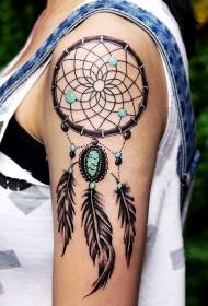 Arm Weaving Dreams Dreamcatcher Painted Tattoo Patroon