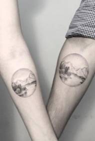 Ulugalii Fusi i luga o le Black Sketch Sting Tips Creative Riverside Ata Tattoo Landscape