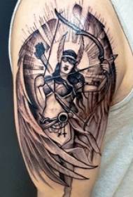 Хлопчики зброї на чорний сірий ескіз Стинг поради творчі портрет крила татуювання малюнок