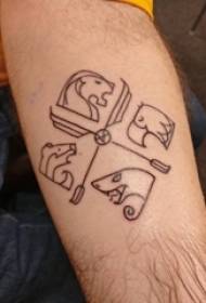 Schoolboy Arms on Black Geometric Simple Line Cartoon Mayan Tattoo Picture