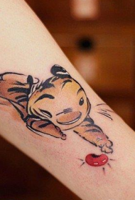 Beso koloreko marrazki biziduna tigre txikia tatuaje eredua