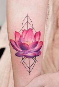 Paže pěkné červené lotosové geometrické tetování vzor