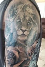 Braccia dei ragazzi su Grey Sketch Sting Tips nero Prepotente creativo Lion Head Tattoo Picture