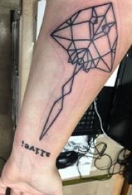 Geometrijska životinja tetovaža životinja muška ruka na crnoj slici geometrijske životinje tetovaža