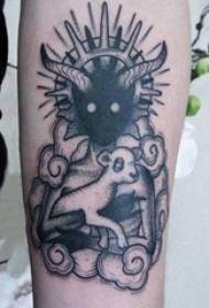 Ragazzi armano di pecora nera di linea semplice e immagini di tatuaggi di personaggi alternativi