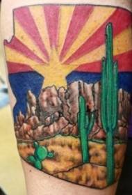 Мушка рука пејзажне тетоваже на слици пустињске пејзаже