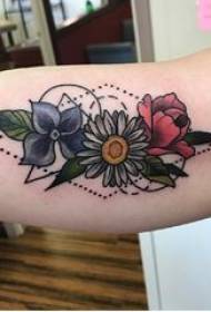 Literary flower tattoo girl's arm above art flower tattoo picture