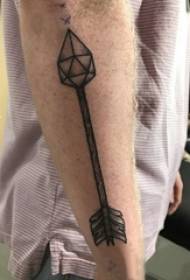 Boy's arm on black gray sketch point thorn skill creative domineering arrow tattoo picture