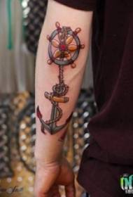 Ancre de tatouage ancre marine classique peinte croquis aquarelle créative bras bras de garçons photo