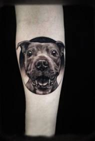 Girl arm on black prick geometric simple line small animal puppy tattoo picture