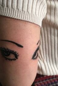 Κορίτσι βραχίονα σε μαύρο απλό γραμμή προσωπικότητας δημιουργική εικόνα τατουάζ μάτι