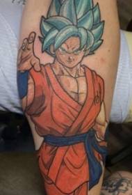 Tattoo мультфилми донишҷӯи мард бо тасвири рангубори ранг дар даст