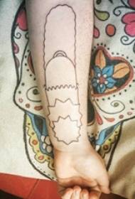 Eenvoudige tatoeëring van 'n eenvoudige lyn, 'n eenvoudige lyntatoeëring op die arm van die seuntjie