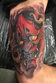 Prajna mask tattoo boy's arm on colored prajna mask tattoo picture