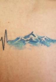 Rankos tatuiruotės medžiaga, vyro ranka, spalvotos bangos tatuiruotės paveikslėlis