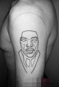 Рука на черно-белом геометрическом элементе простой личности линии персонажа портрет татуировки картина