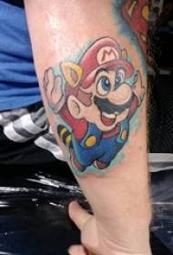 Boys Arms Painted Simple Lines Cute Cartoon Super Mario Tattoo Picture