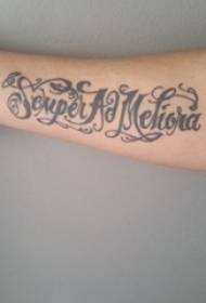 Flower body English tattoo girl arm flower body English tattoo black picture