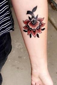 Braccio da scolaretta dipinto ad acquerello linea semplice immagine tatuaggio pianta fiore