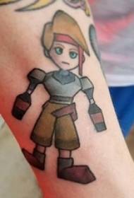 Tattoo cartoon male student arm on colored cartoon character tattoo picture