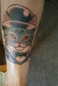 男孩的手臂畫水彩素描創意文藝可愛貓咪紋身圖片