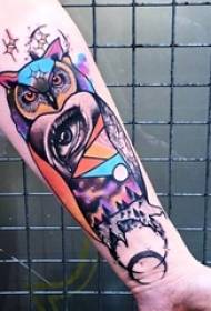 Chikoro chechikoro chakapenda watercolor yekusika yemaruva ruoko owl tattoo pikicha