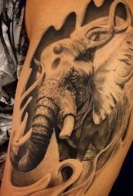 Kar reális 3D elefánt vázlat tetoválás minta