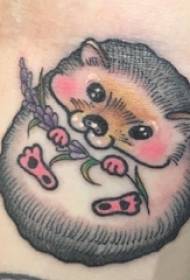Schoolgirl arm painted on gradient simple lines plant and small animal tattoo pictures