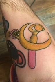 Le armi dei ragazzi hanno dipinto le linee geometriche delle linee semplici del tatuaggio della bacchetta del fumetto