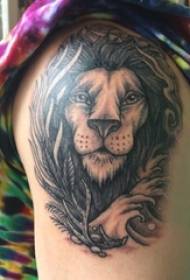 Cabeça de leão tatuagem masculino estudante braço cabeça de leão tatuagem imagem