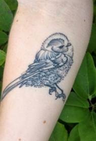 Kız öğrenci kolu siyah diktim basit çizgi küçük hayvan kuş dövme resmi