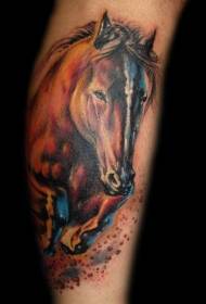 Modello di tatuaggio di cavallo vivido di colore delle gambe