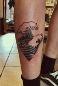 boys calf on black line sketch creative spray tattoo picture