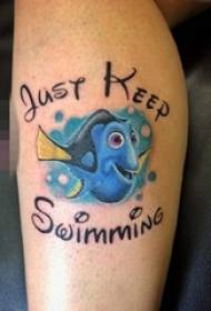 foto di tatuaggio dolly dipinta a mano ad acquarello dipinto a fondo marino cartone animato