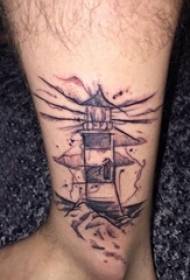 Tattoo Lighthouse Boys скица на шейна на снимката на татуировката на фара