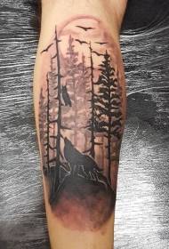Pădure maro cu picioare cu model de tatuaj animal