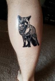 líška tetovanie obrázok mužskej stopky na čiernom líška tetovanie obrázok