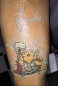телячі хлопчики намальовані на градієнті абстрактних ліній мультфільм картини татуювання Pokémon Pikachu
