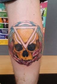 Leg nije skoallestyl kleurde minsklike skull tattoo patroan