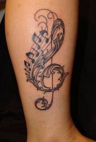 modello di tatuaggio chiave di musica nera carina 99907 - modello di tatuaggio maschera mistero grande colore gamba