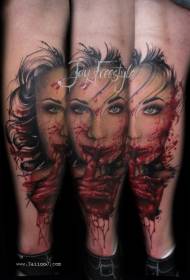 腿恐怖電影顏色吸血鬼女人紋身圖案