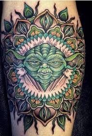 Kojų spalvos paslaptingo dizaino pabaisos tatuiruotės modelis