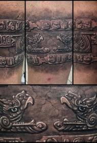 Modello di tatuaggio di pietra antica egiziana marrone gamba