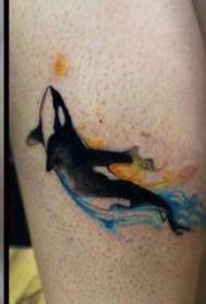 'Ya'yan Tattoo whale yara kanana a kan hotunan launi na Whale tattoo