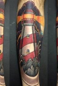 Новий маяк у традиційному стилі, кольоровий ніжки та татуювання блискавки