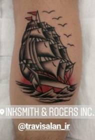 boys Black ash on the calf sketch point thorn trick domineering sailing tattoo picture