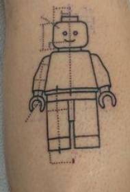 Li ser wêneyê tattooê lîstika reş ya Lego, mêrikê ewropî yê napikan